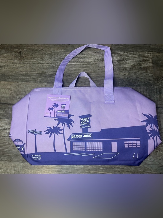 Trader Joe'S Handbags - NWT Trader Joe's Purple Rain Large Reusable Insulated Cooler Bag Tote 2026